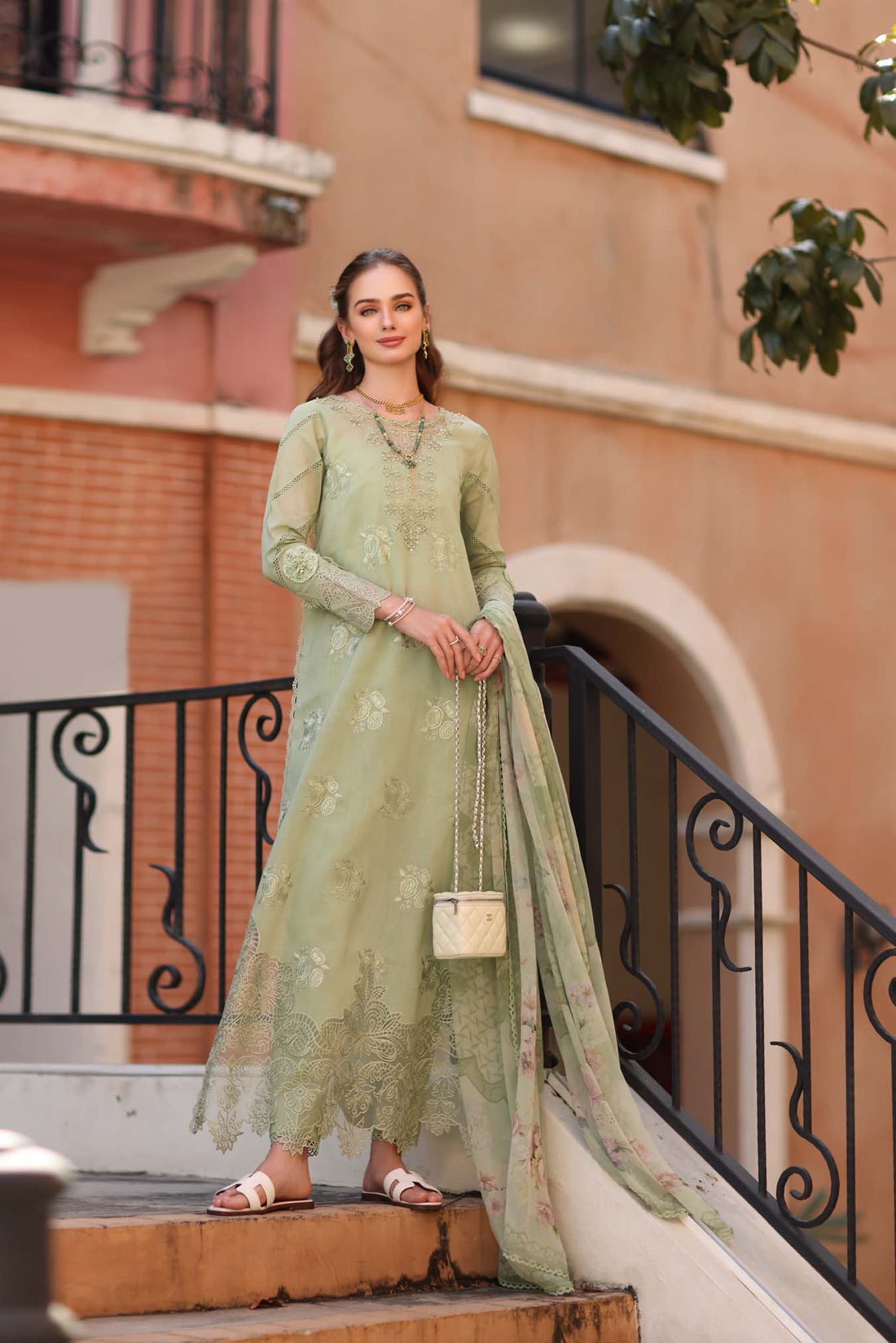 Noor by Saadia Asad | Eid Luxe Printkhaas 26 | D2 - A - Opal Mint