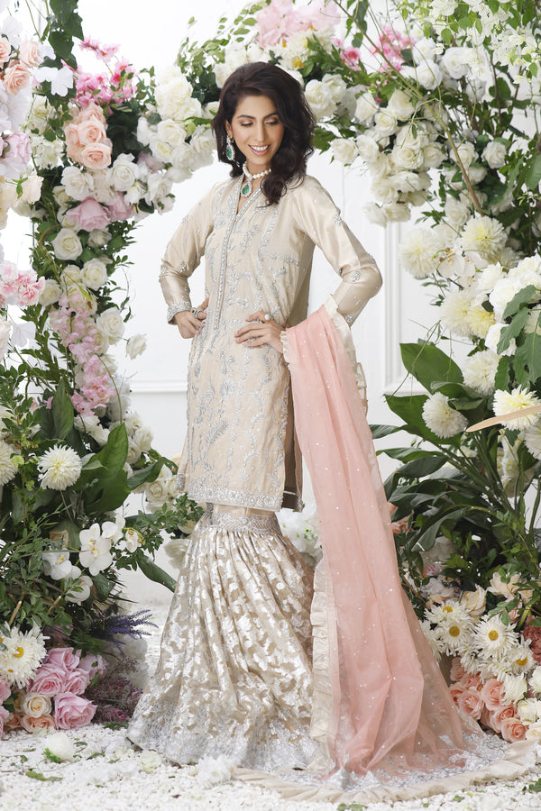 Wahajmkhan | Eden wedding Formals | GOLD GHARARA SUIT