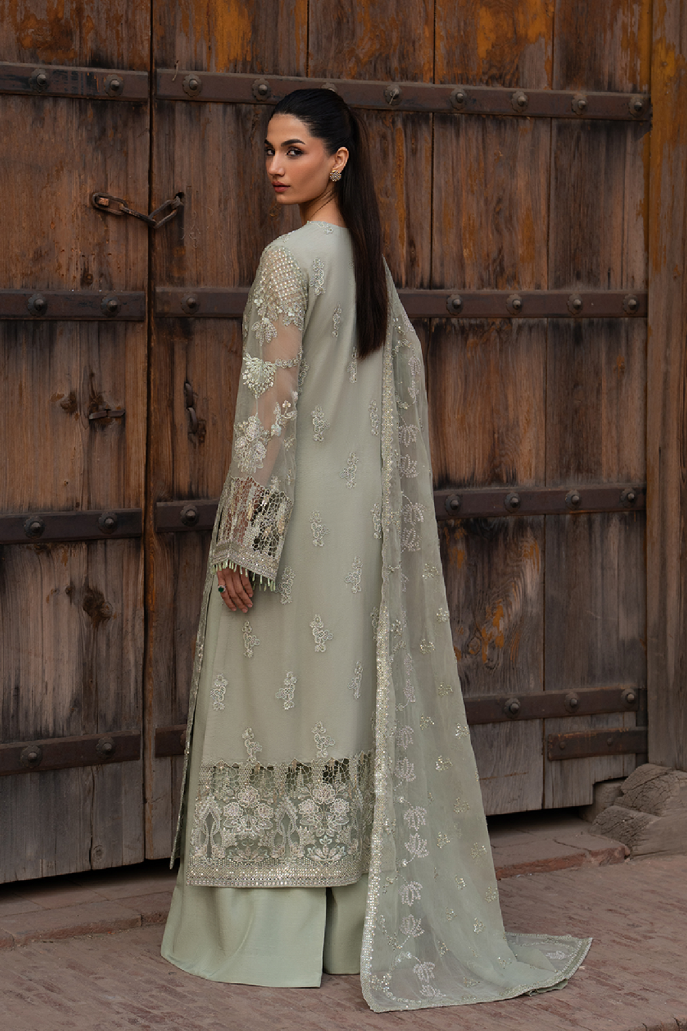 Lavish Premium | Hamsafar Luxury Chiffon | Sage Green