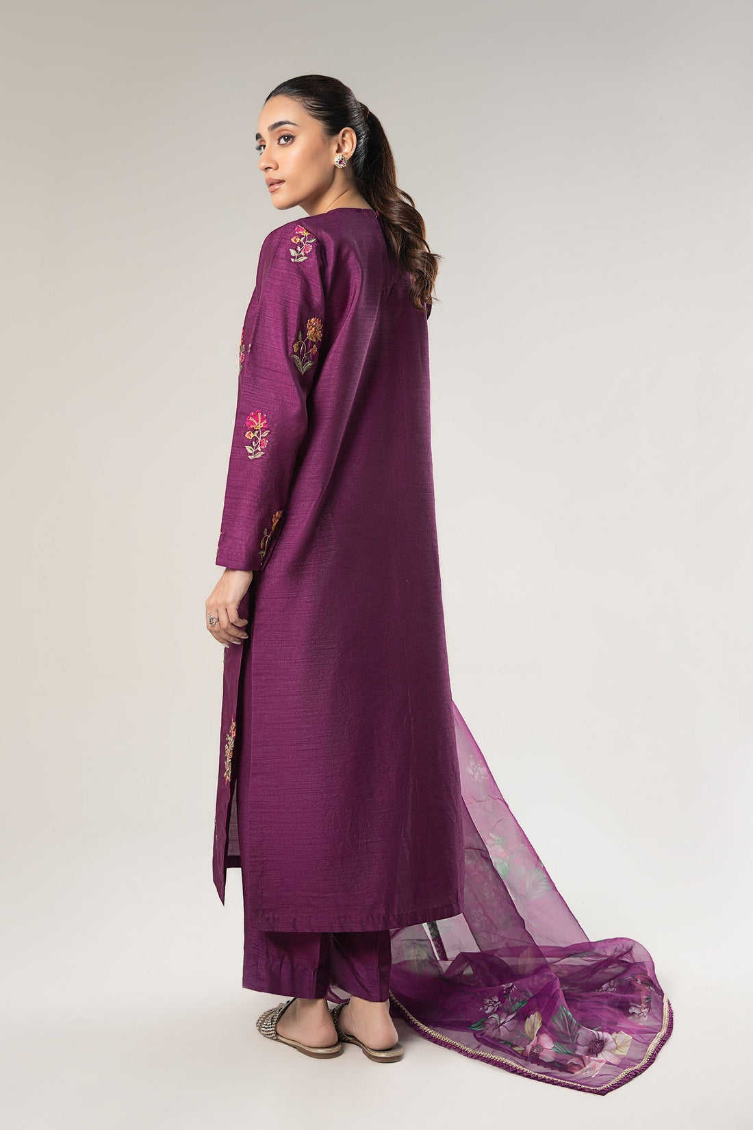 Maria B | Basics RTW | 3 Pc Embroidered Raw Silk Suit | MB-WF24-47