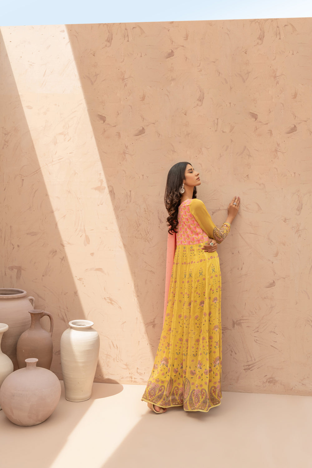Wahaj M Khan | The Print Story |  Yellow Printed TPS Anarkali