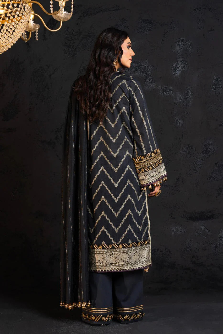 Alkaram | Spring Summer Festive 24 | Embroidered Dobby Black