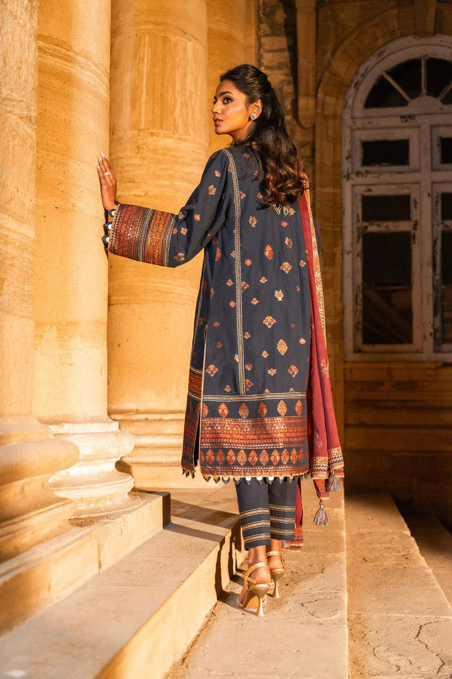 Alkaram | Spring Summer Festive 24 | Embroidered Dobby Dark Blue