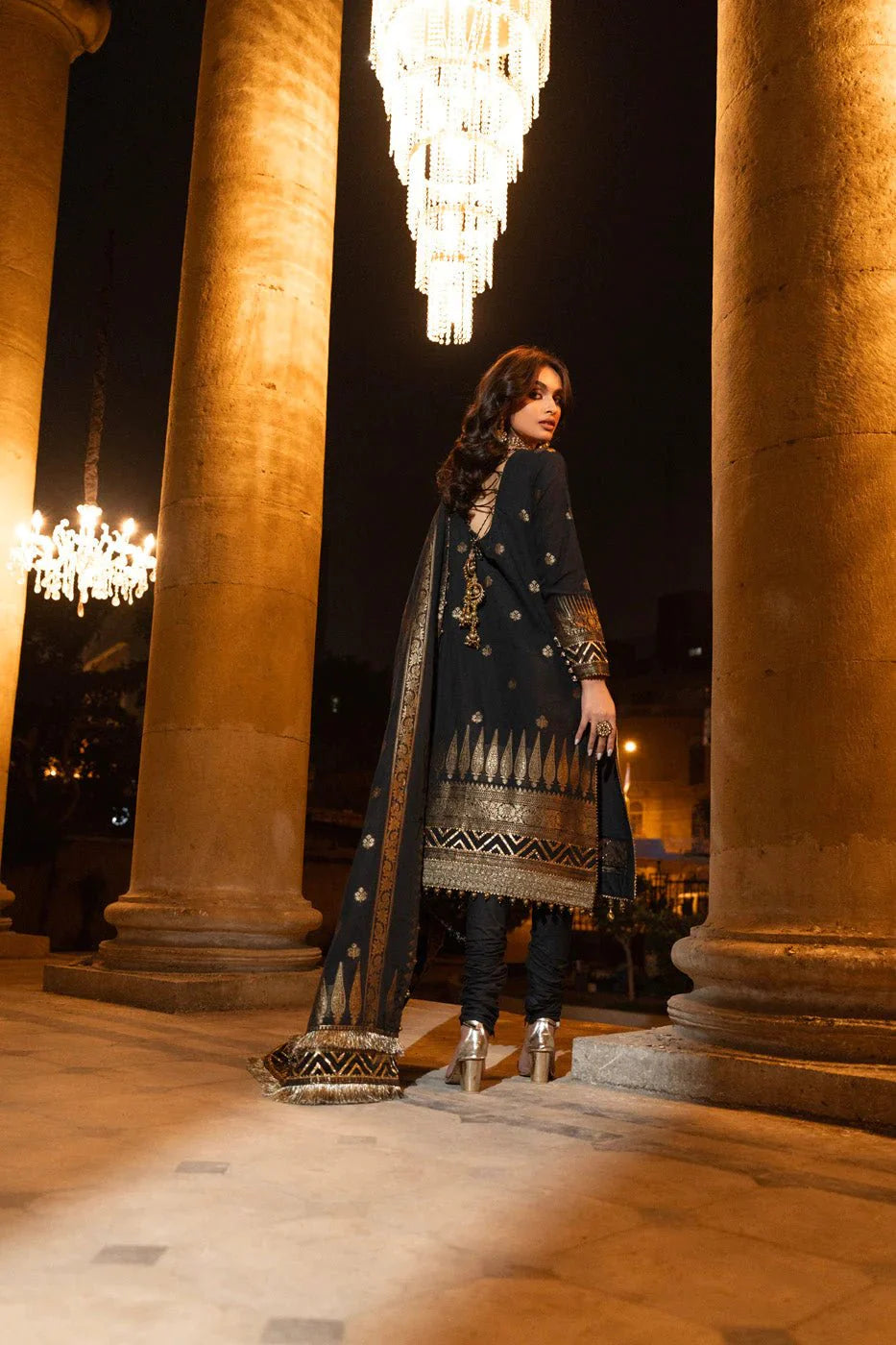 Alkaram | Spring Summer Festive 24 | Embroidered Jacquard Black